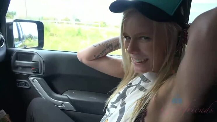 Skinny blonde Elaina Raye has fun in a POV beach scene