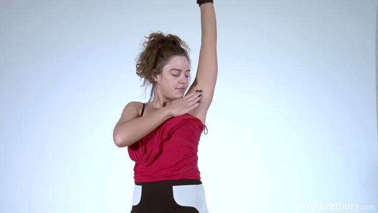 Naked and Unafraid, Hairy Brunette Dominique Strips for Us