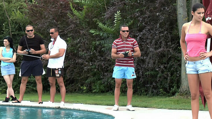 Hardcore Outdoor Gangbang with Brunettes