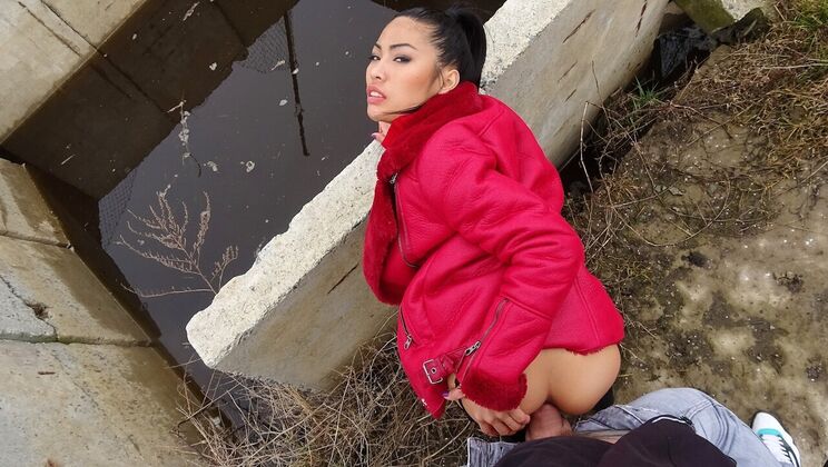 Thai Amateur Lady Enjoys Big Cock Outdoors