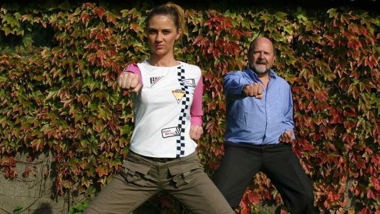 Outdoor Taekwondo Sex with Natural Tits