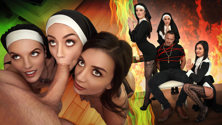 [BFFs] - Horny Nuns Make Danny Cum in Their Mouths - Danny Mountain - Natalie Brooks - Fiona Frost - Selena Love