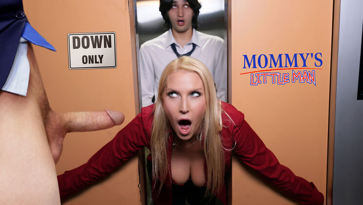 Vanessa Cage's Big Ass and G String in Elevator Threesome